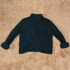 NAVY blue turtle neck long sleeve knit sweater - 8
